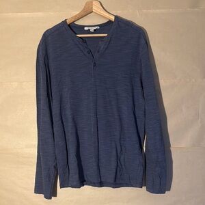 Club Monaco Blue Long Sleeve Tee Relaxed Fit Soft Knit